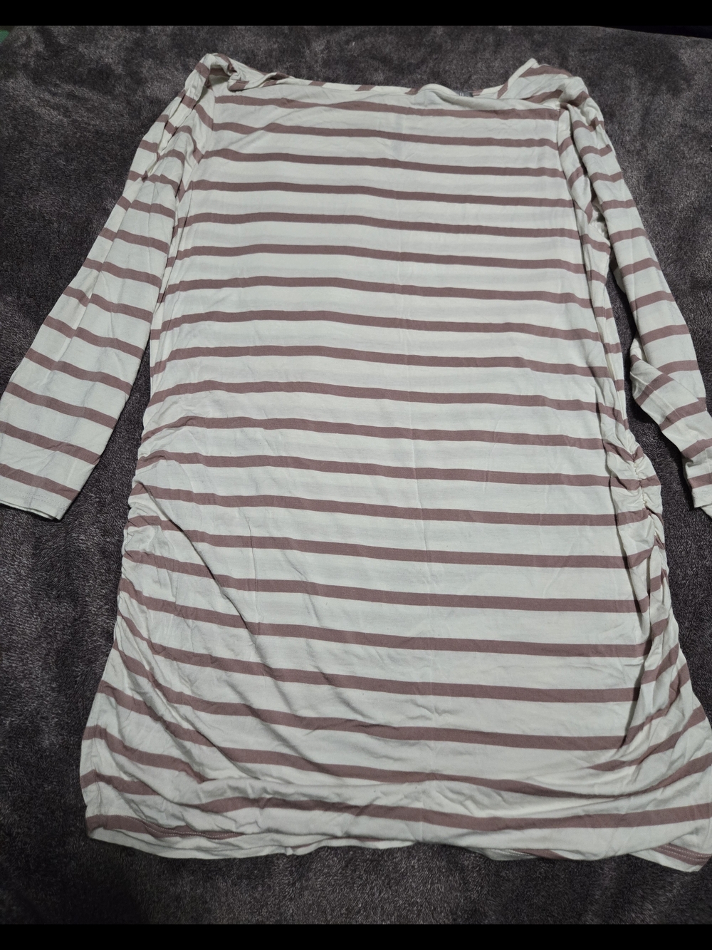 Loveappella Cream & Mauve Striped Long-Sleeve Tunic
